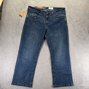 TK Axel Jeans Mens 38x30 Blue Cotton Denim Bootcut Slim Faded Workwear Stretch